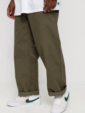 *SOLD* Nike SB Pinstripe Chino Pants Loose Fit DH2904-325 Size 36 Olive Green